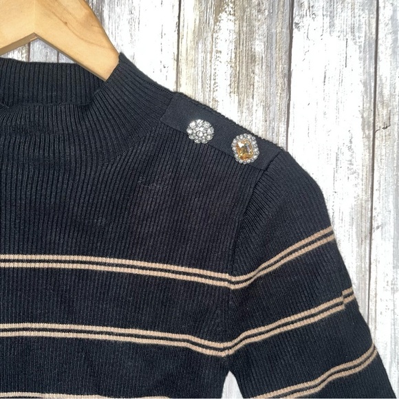 NWT Ellen Tracy Jewel Ribbed Blouse - Picture 3 of 5